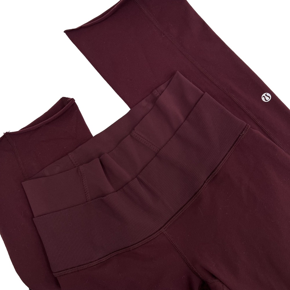 LULULEMON Women's 4* Maroon 30" Raw Hem Skinny Straight Double-Waist Yoga Pants